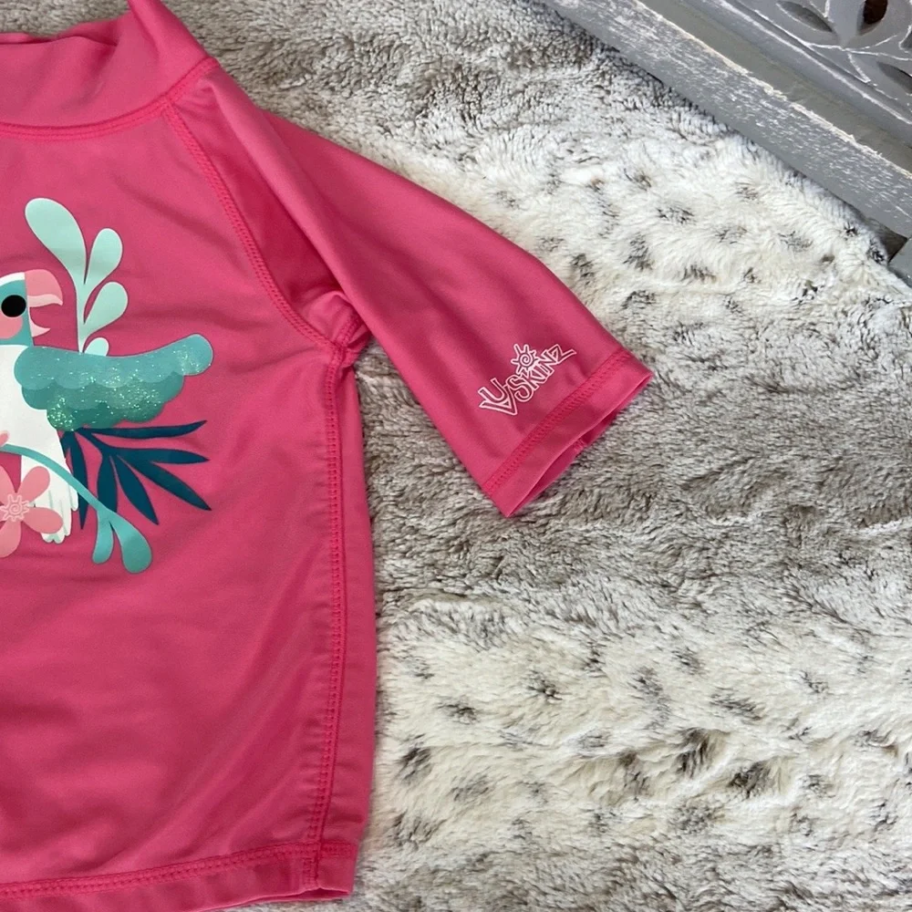 UV Skinz rash guard girls size 3T floral parrot beach pool swim tropical summer